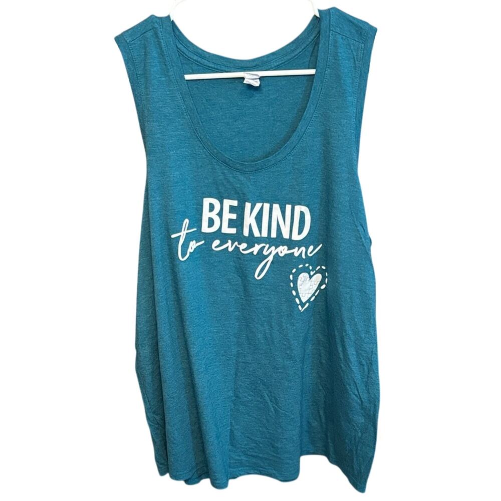 District Be Kind to Everyone Tank Top Teal Graphic Tri Blend 3XL